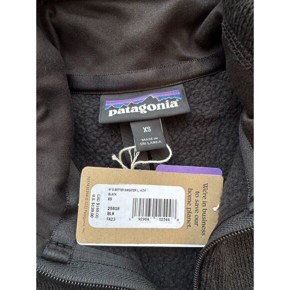 Patagonia Women's Better Sweater 1/4 Zip Pullover Size XS Black New With Tags - Picture 2 of 5